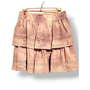 Chelsea & Violet purple and white linen blend Tiered ruffle skirt XL NWOT